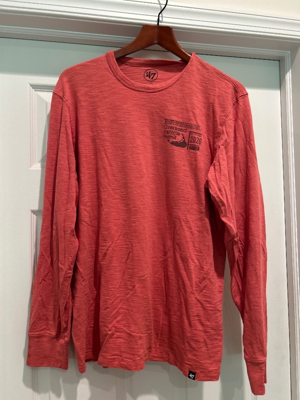 Nantucket Beach Permit 2020, Long Sleeve Red Color. Size Mens large 47 brand
